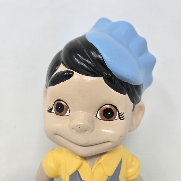 Vintage Atlantic Mold Smiley Boy Carpenter Handyman Plumber Vintage Blue Yellow - Picture 15 of 16